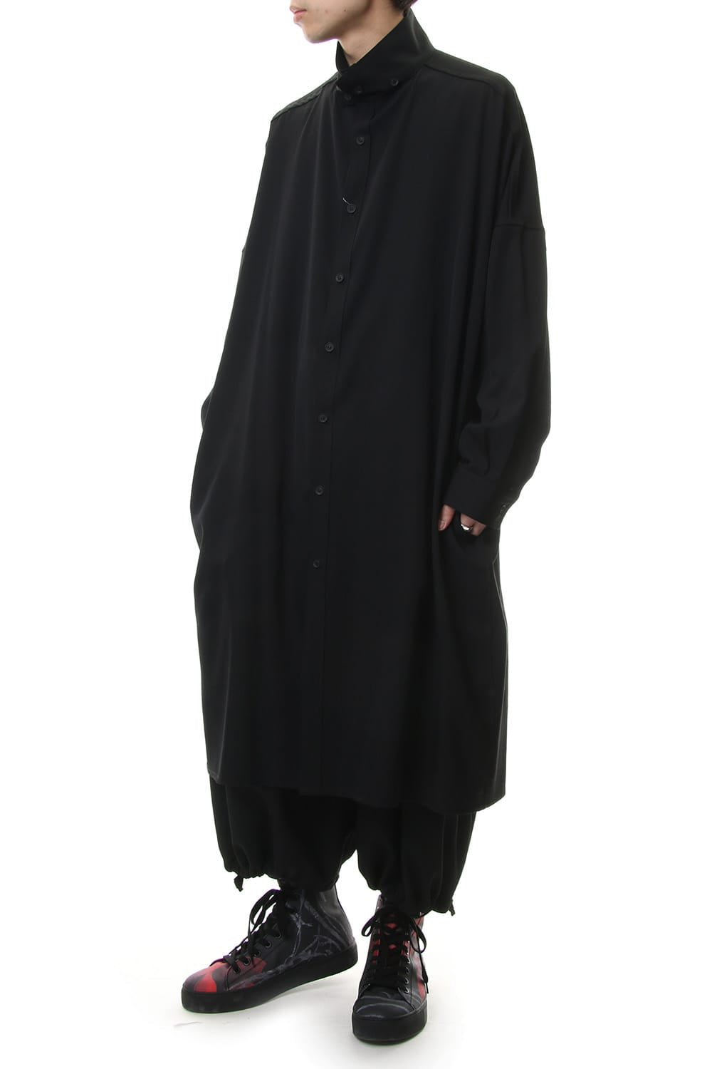 Long Blouse Wrinkled Gabardine