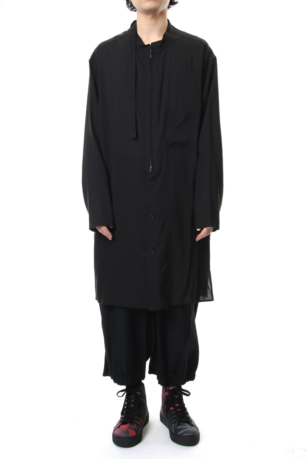 KARASU Pants Wrinkled Gabardine