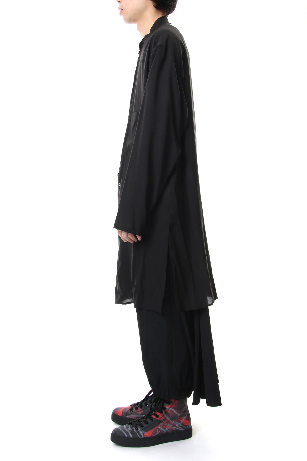 KARASU Pants Wrinkled Gabardine