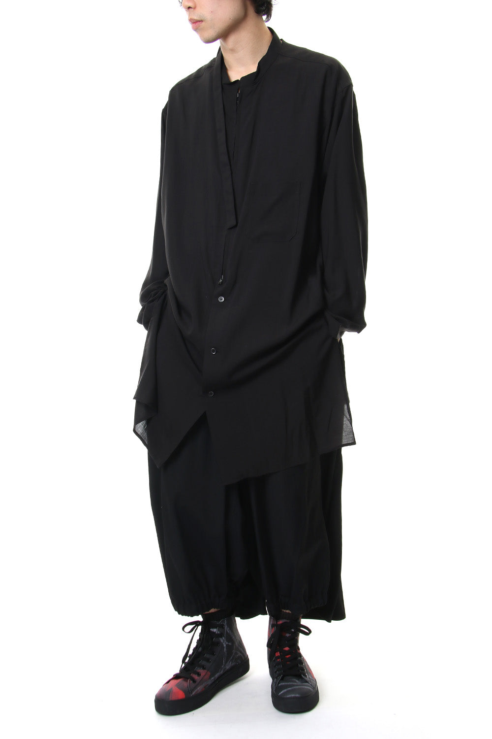 KARASU Pants Wrinkled Gabardine