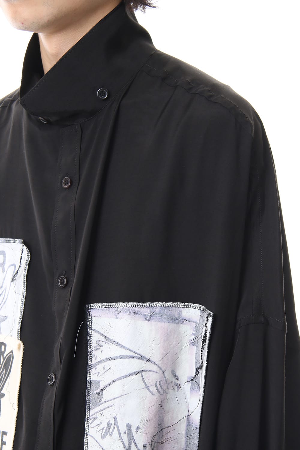 Ring Sewing Broadcloth Patchwork Long Shirt