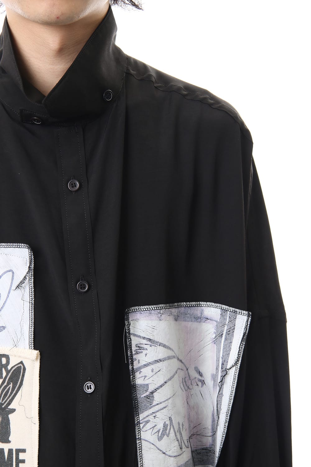 Ring Sewing Broadcloth Patchwork Long Shirt