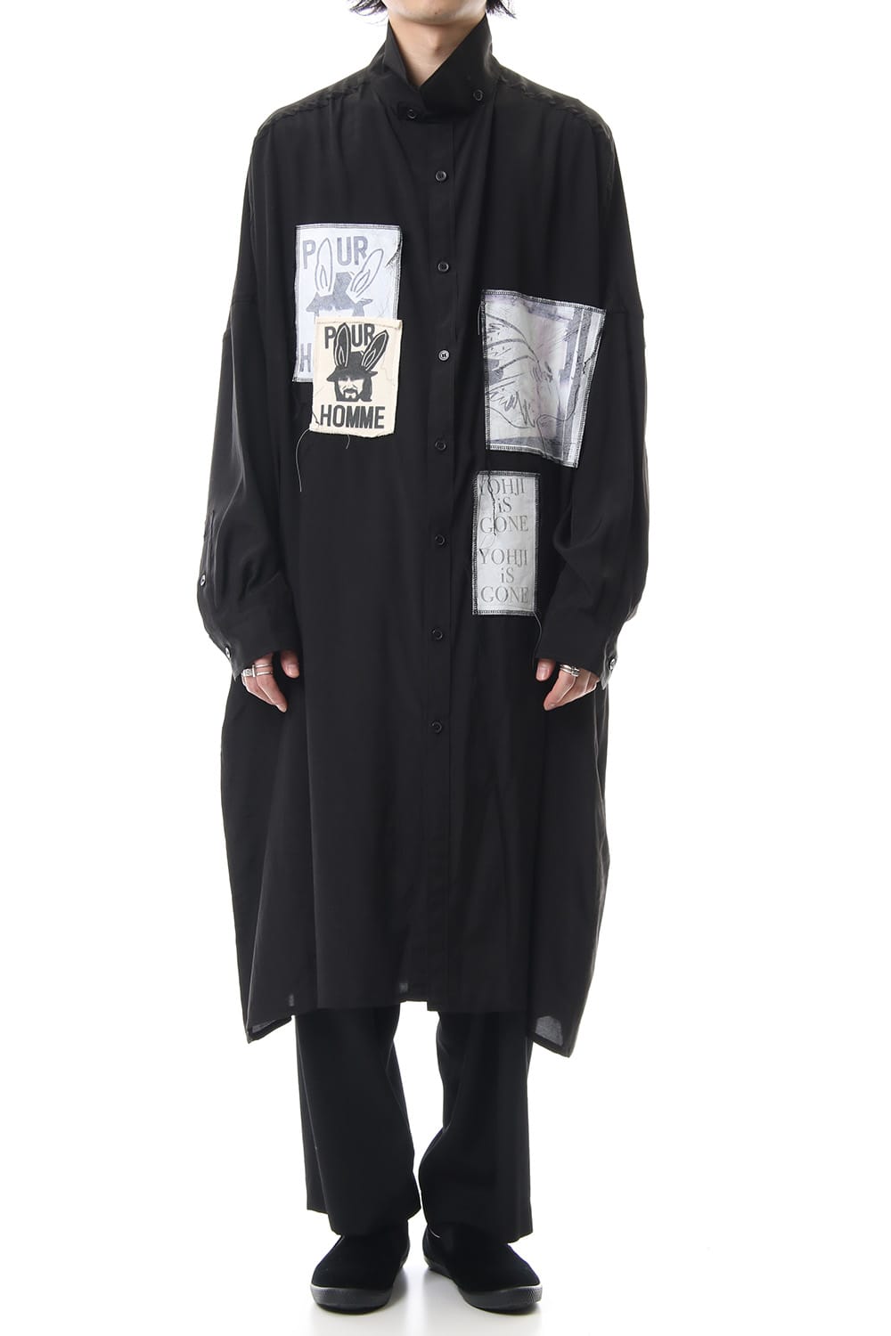 Ring Sewing Broadcloth Patchwork Long Shirt