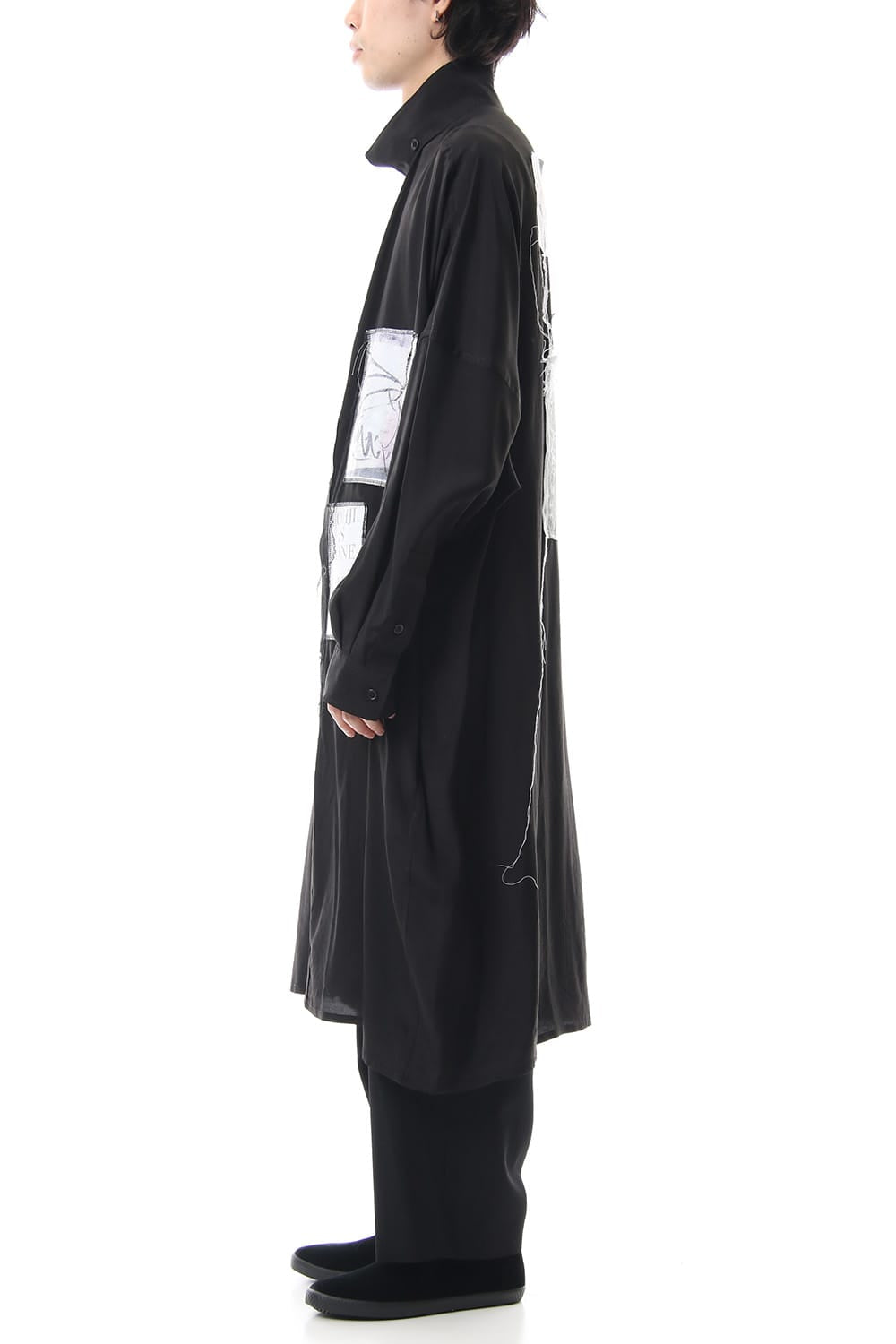 Ring Sewing Broadcloth Patchwork Long Shirt