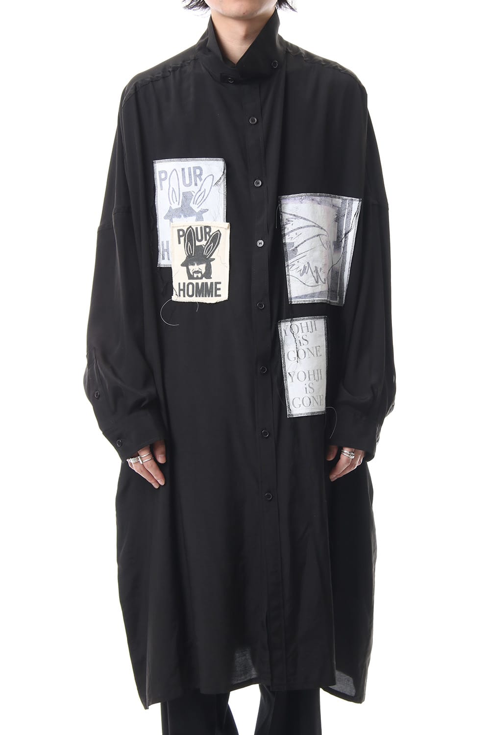 Ring Sewing Broadcloth Patchwork Long Shirt