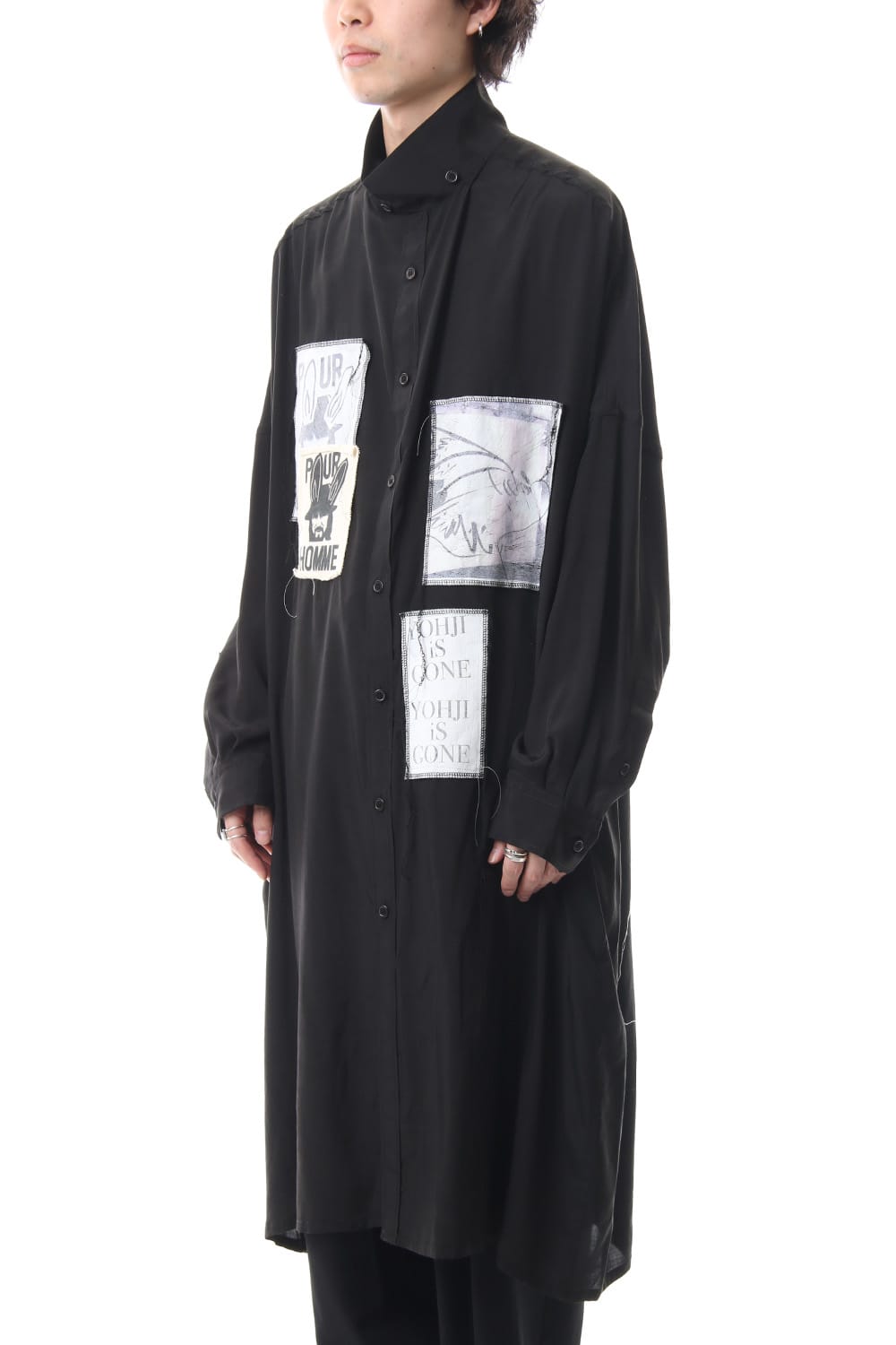 Ring Sewing Broadcloth Patchwork Long Shirt