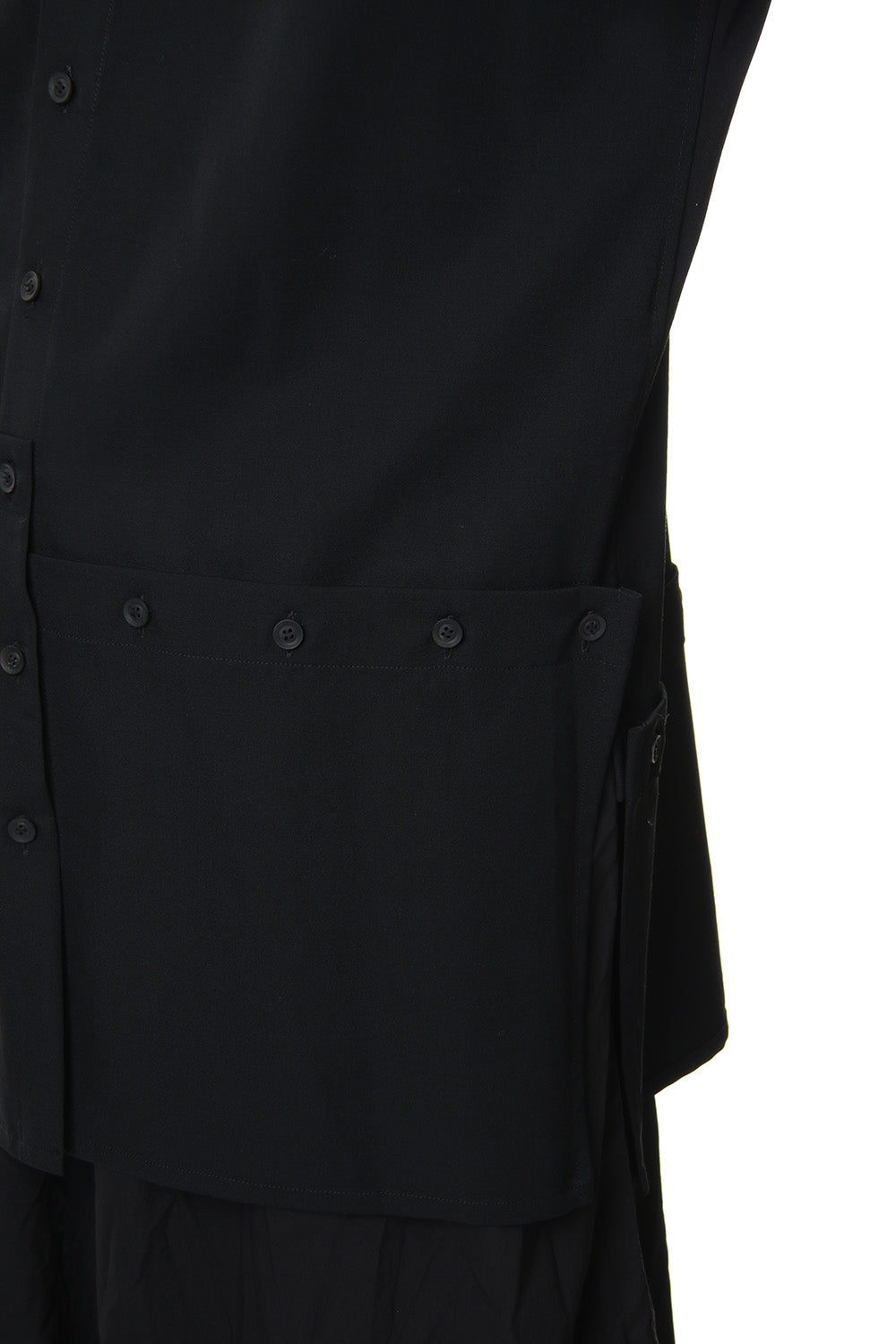 Front Detachable Button Shirt Wrinkled Gabardine