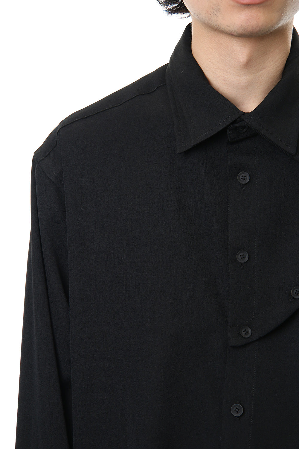 Front Detachable Button Shirt Wrinkled Gabardine