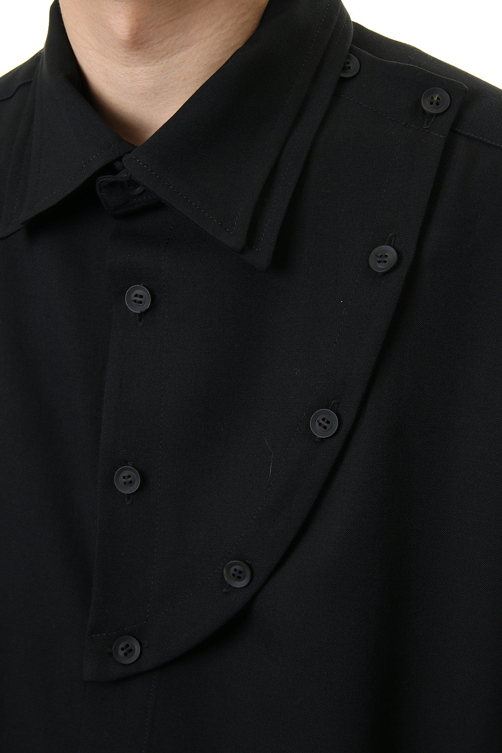 Front Detachable Button Shirt Wrinkled Gabardine