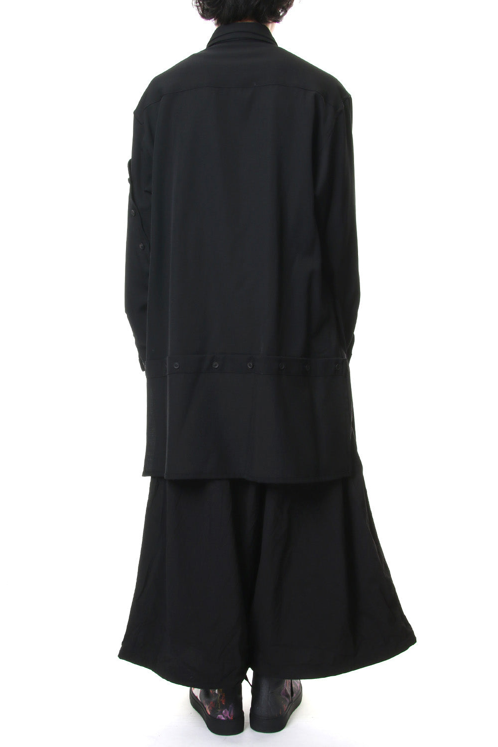 Front Detachable Button Shirt Wrinkled Gabardine