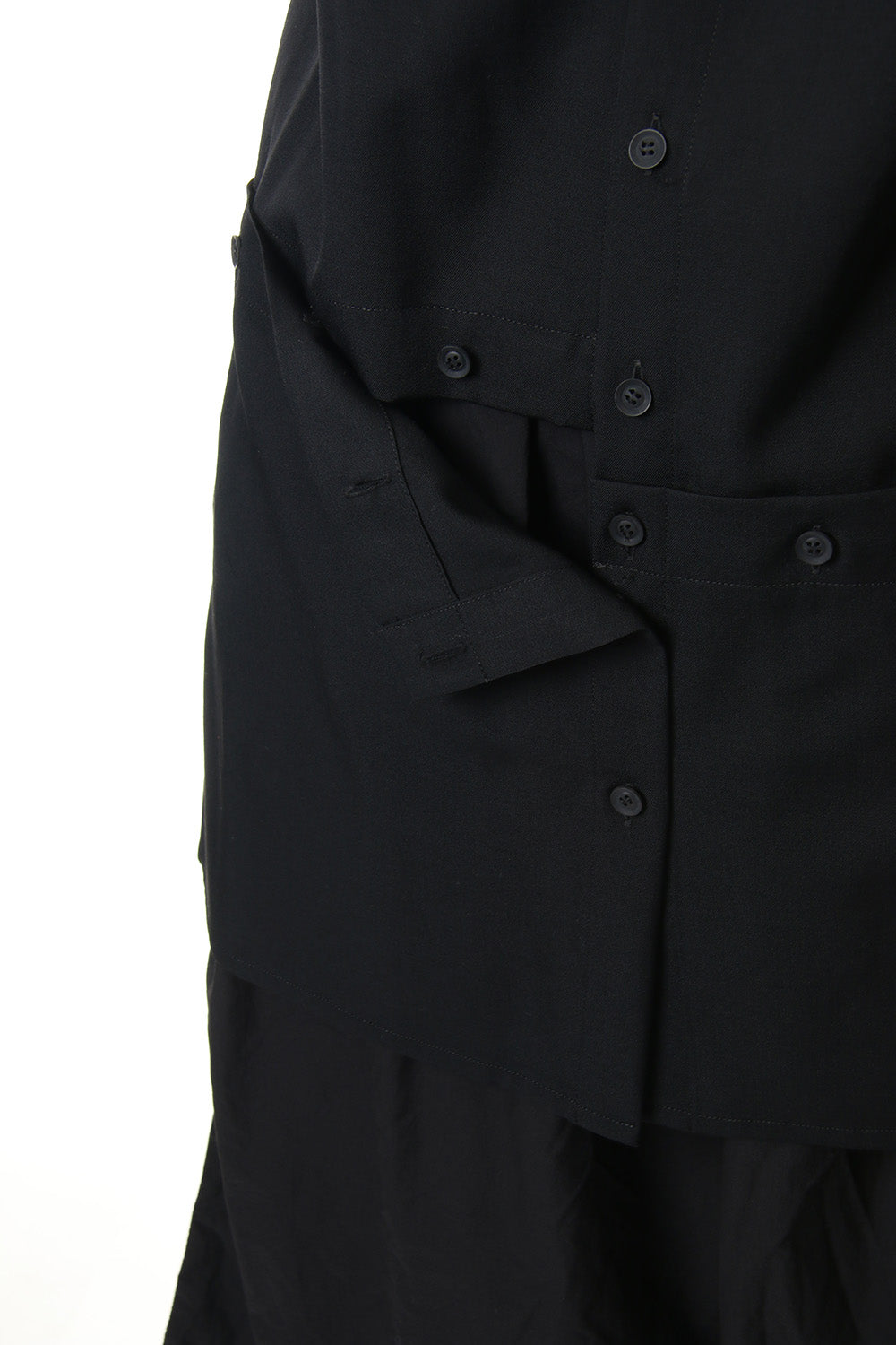 Front Detachable Button Shirt Wrinkled Gabardine