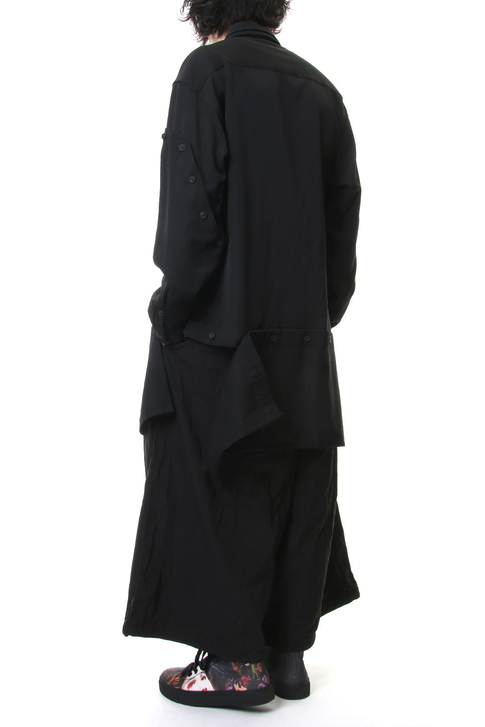 Front Detachable Button Shirt Wrinkled Gabardine