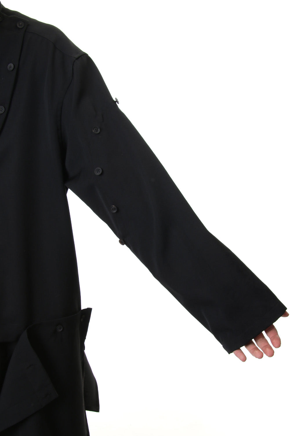 Front Detachable Button Shirt Wrinkled Gabardine