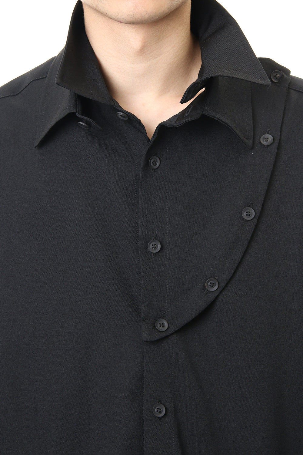 Front Detachable Button Shirt Wrinkled Gabardine