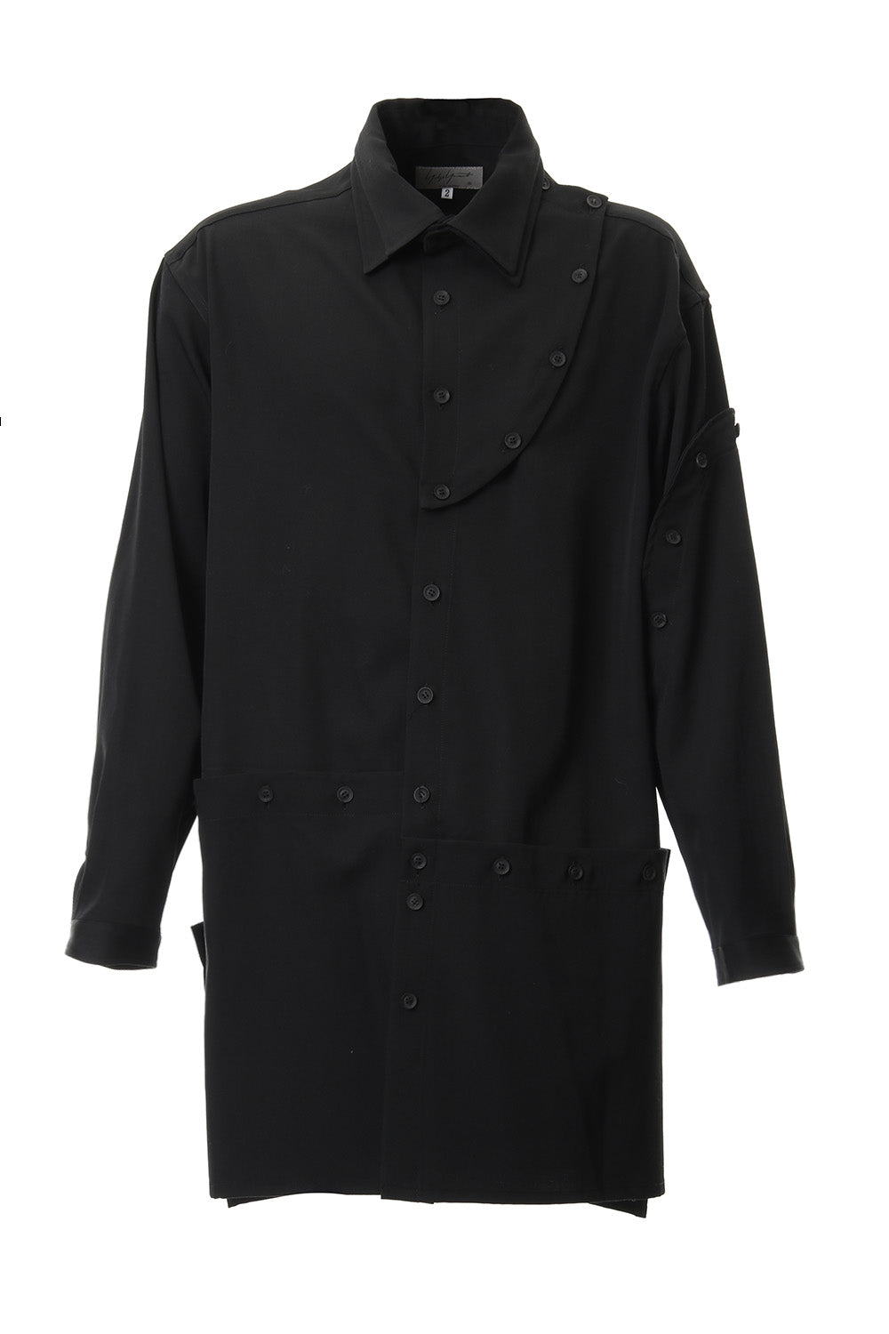 Front Detachable Button Shirt Wrinkled Gabardine