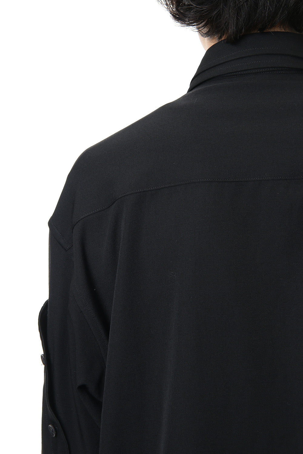 Front Detachable Button Shirt Wrinkled Gabardine