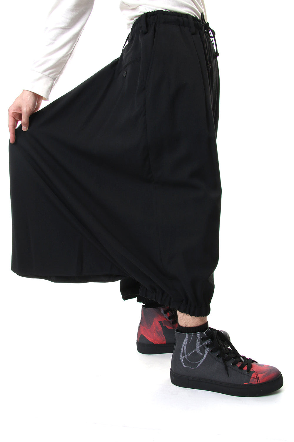 KARASU Pants Wrinkled Gabardine