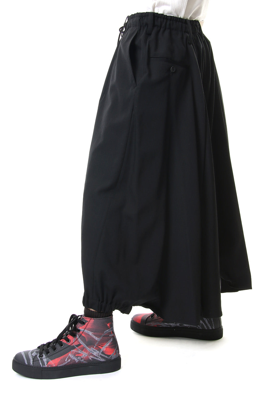 KARASU Pants Wrinkled Gabardine