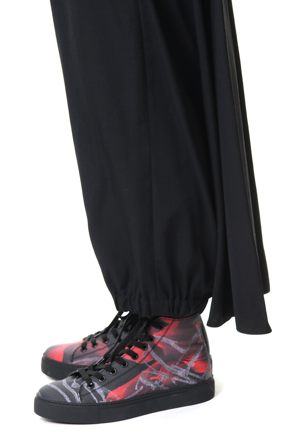 KARASU Pants Wrinkled Gabardine