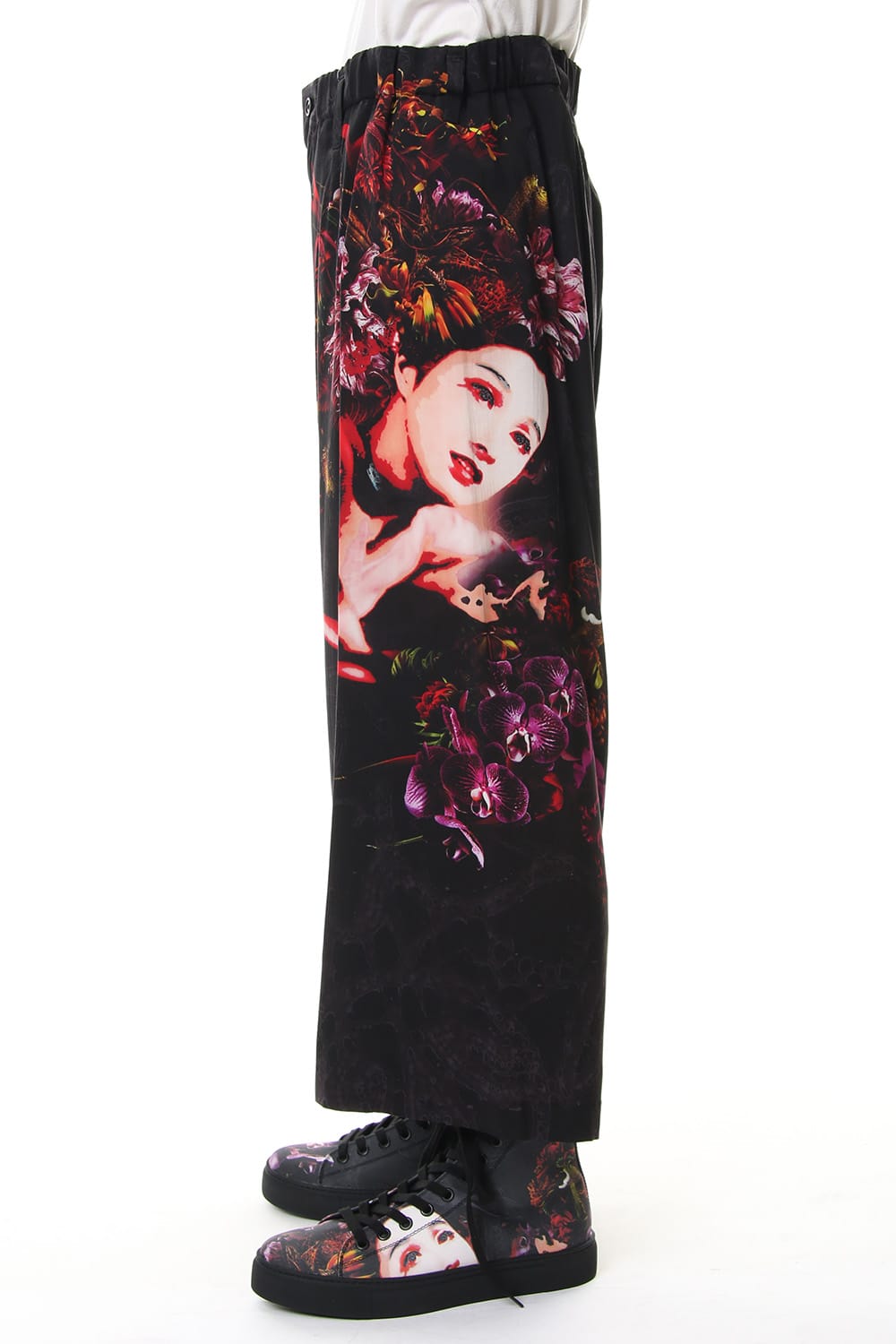 Gather Drawstring Pants Print A