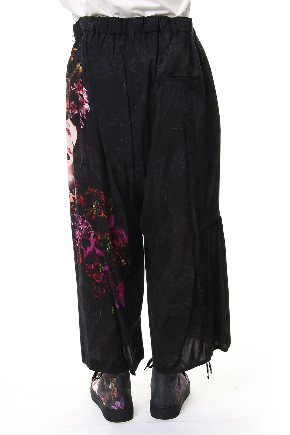 Gather Drawstring Pants Print A
