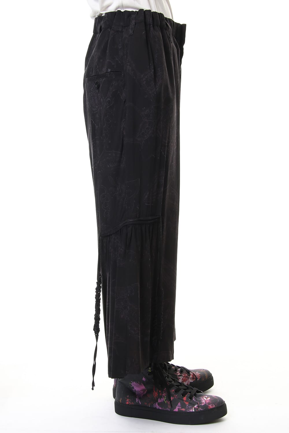 Gather Drawstring Pants Print A