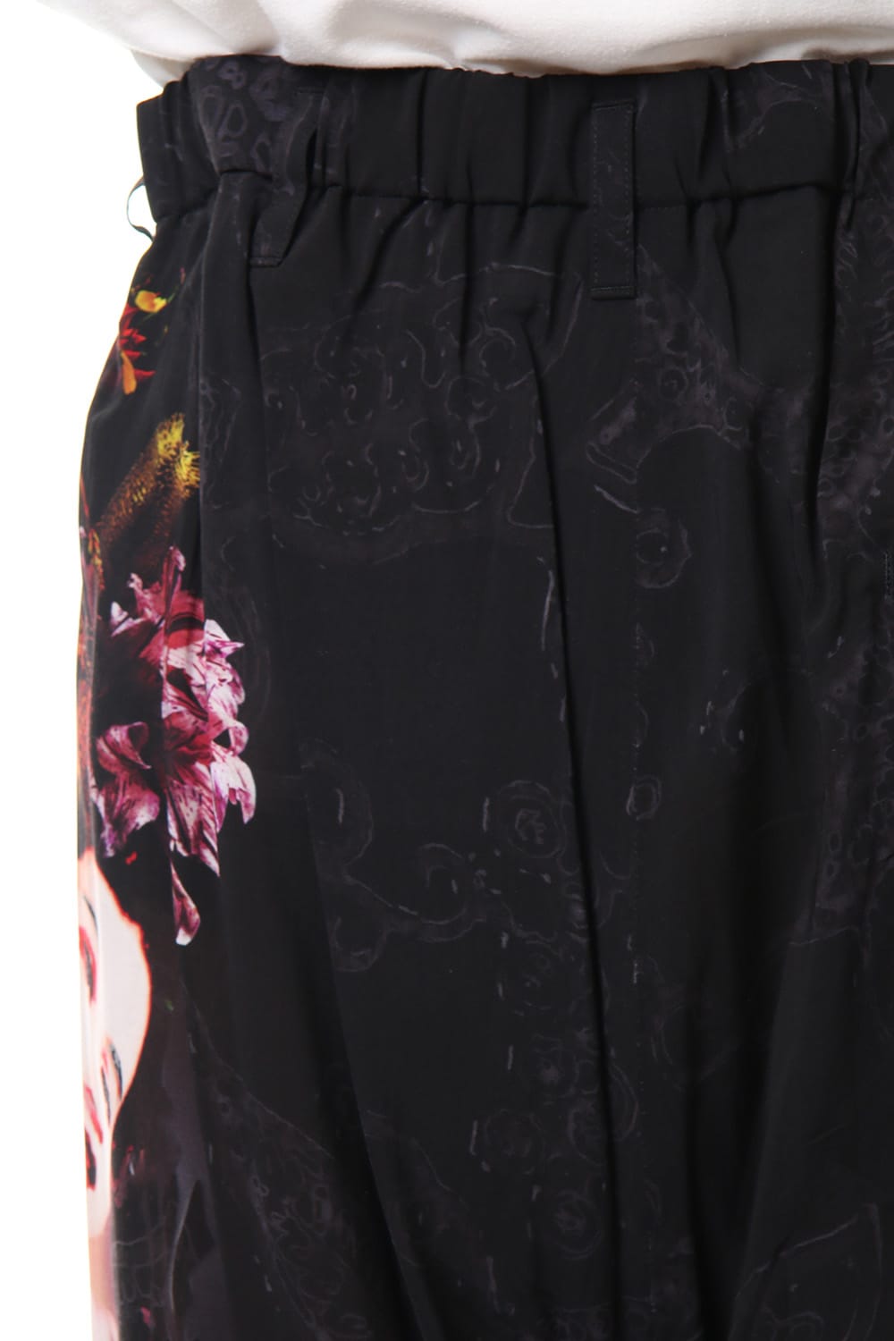 Gather Drawstring Pants Print A