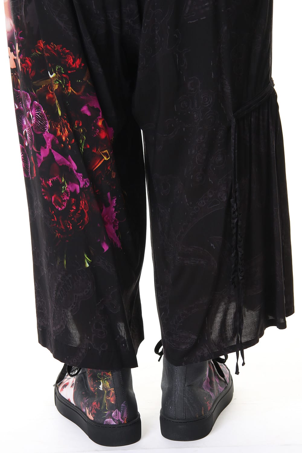 Gather Drawstring Pants Print A