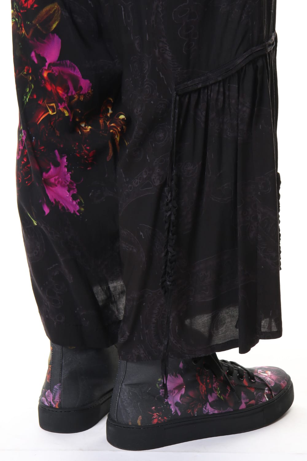 Gather Drawstring Pants Print A