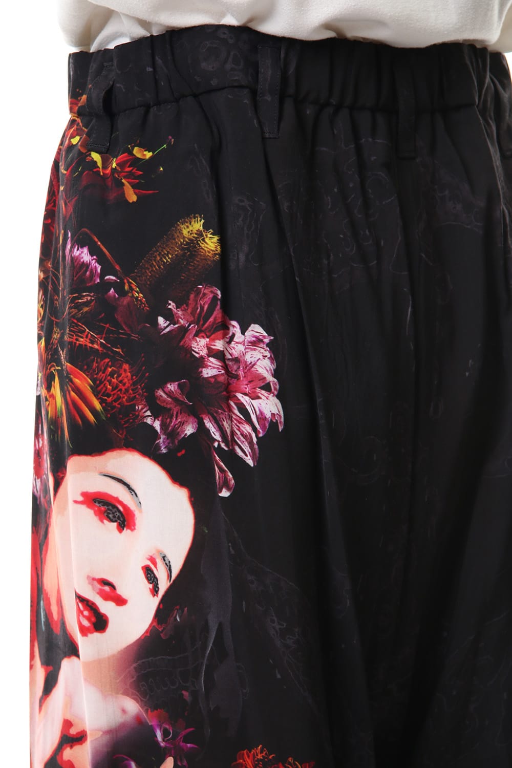 Gather Drawstring Pants Print A