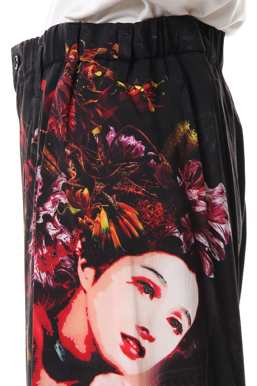 Gather Drawstring Pants Print A