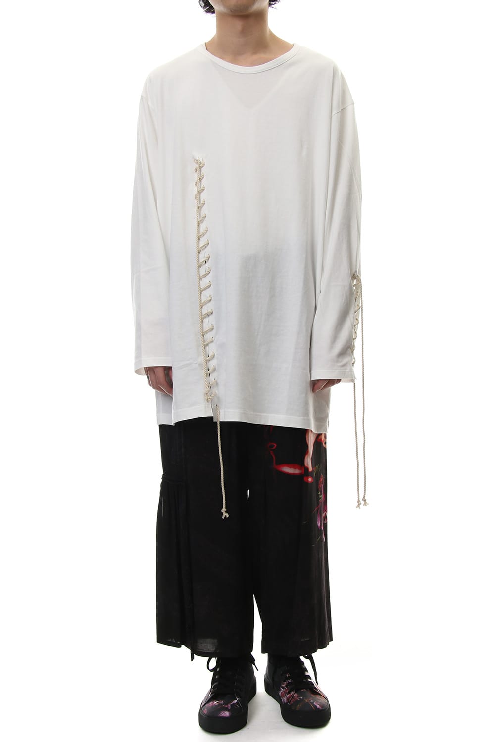 Gather Drawstring Pants Print A