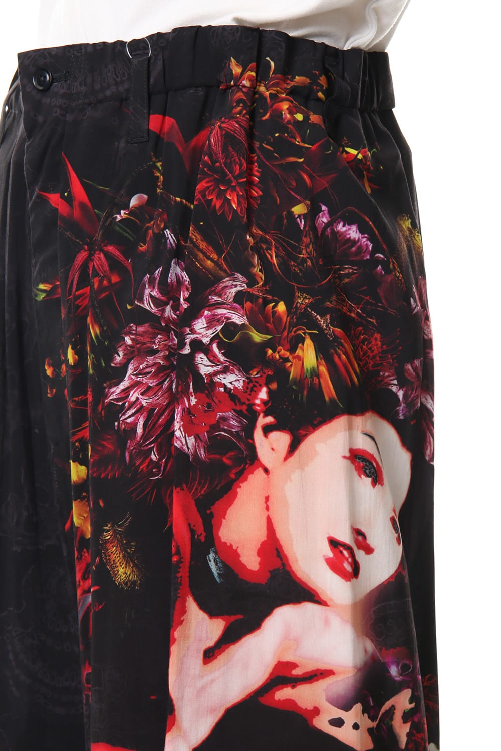 Gather Drawstring Pants Print A