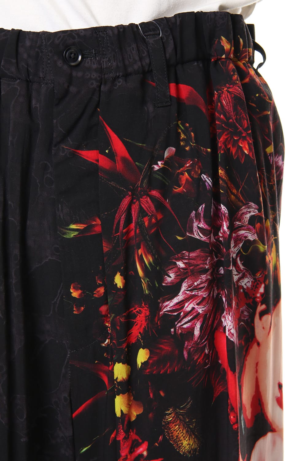 Gather Drawstring Pants Print A