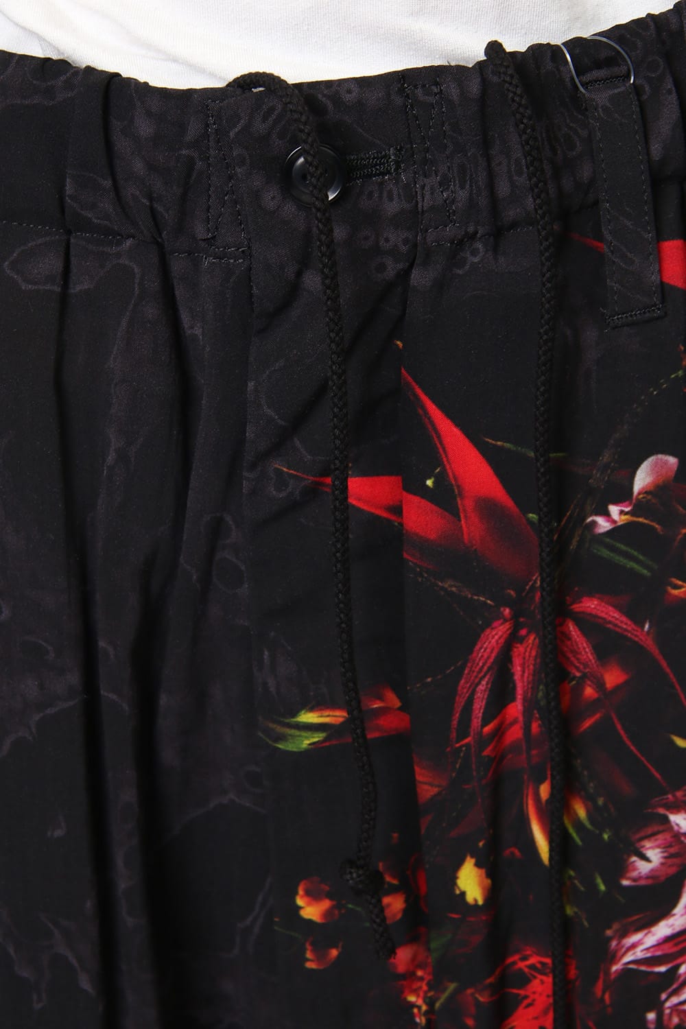 Gather Drawstring Pants Print A