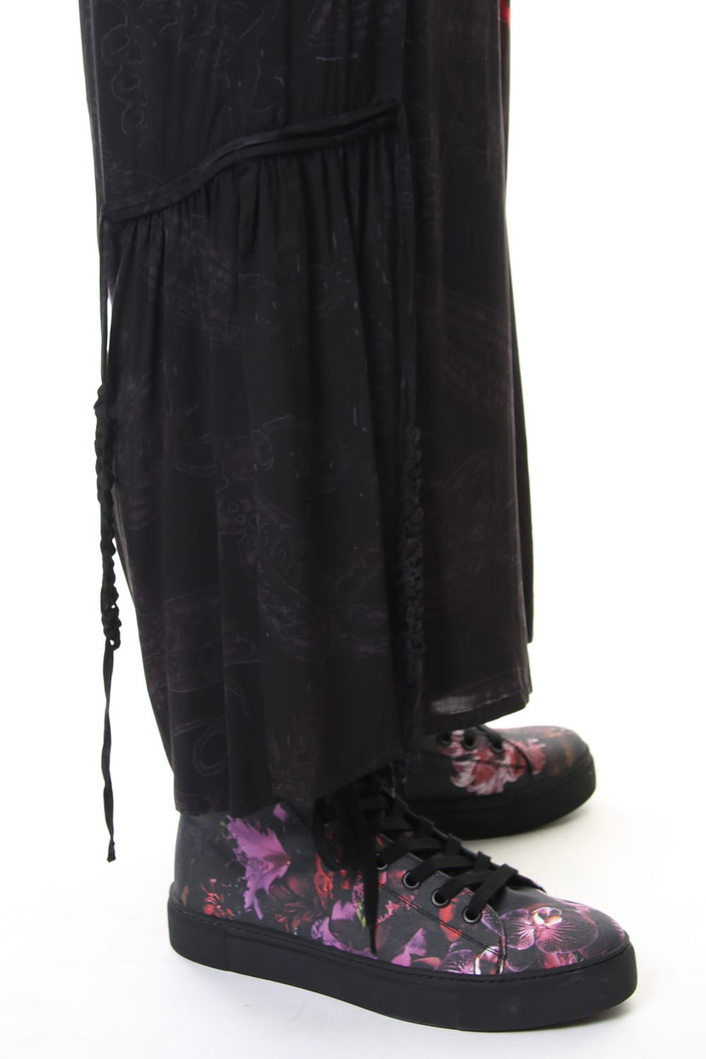 Gather Drawstring Pants Print A