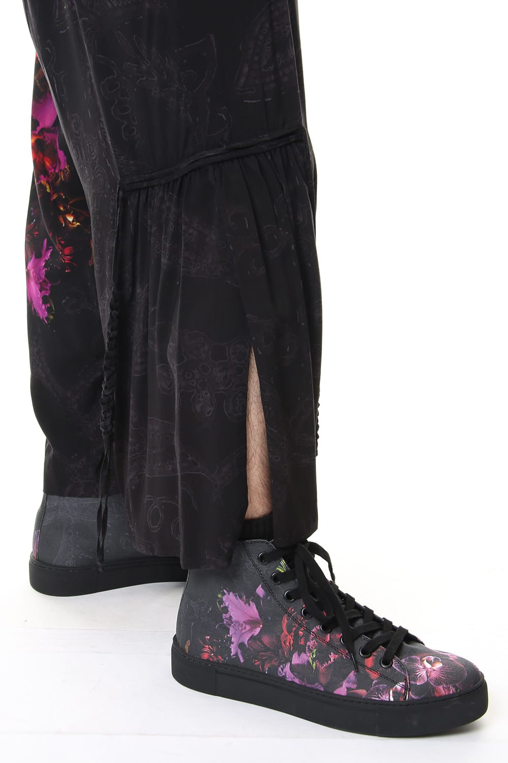 Gather Drawstring Pants Print A