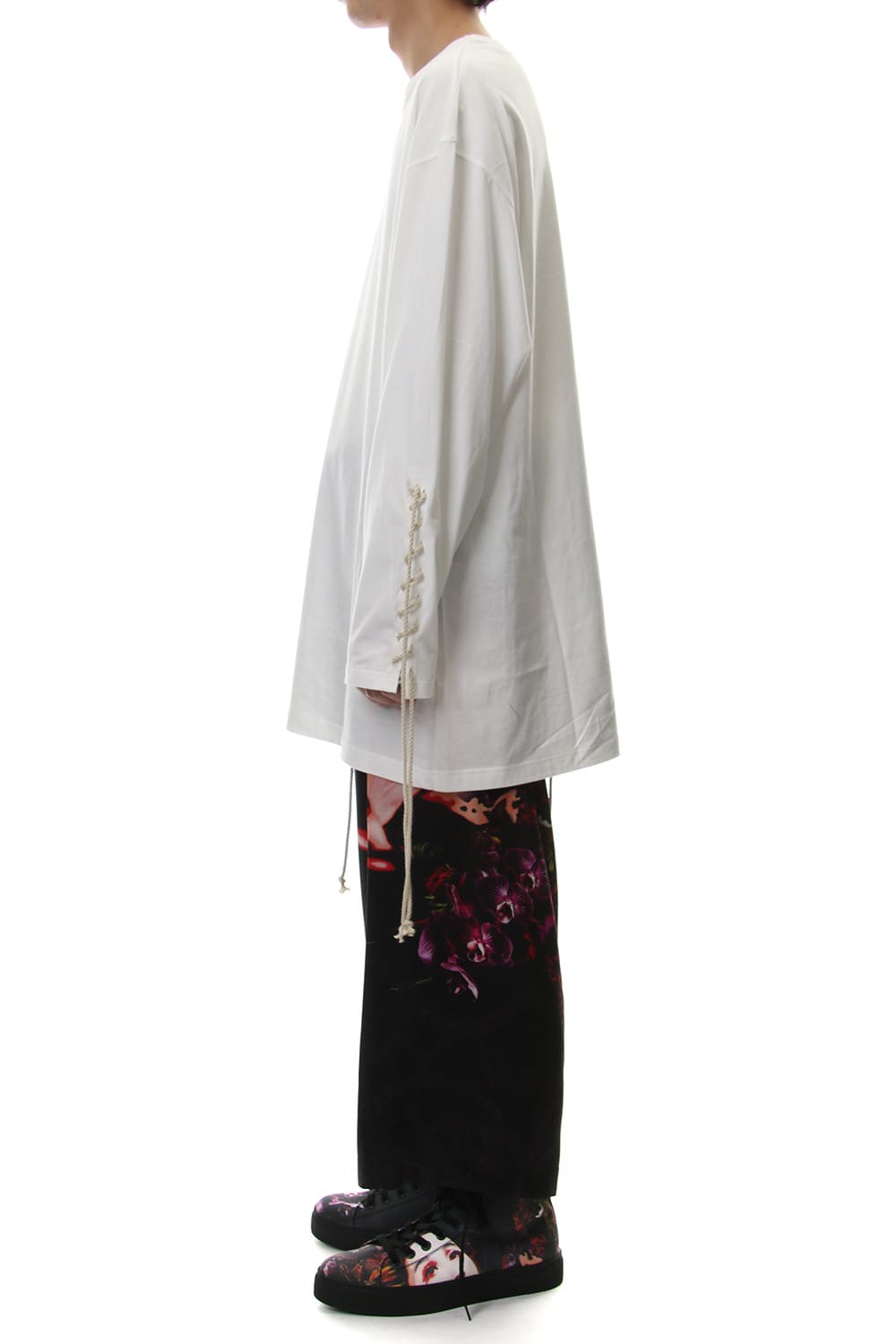 Gather Drawstring Pants Print A