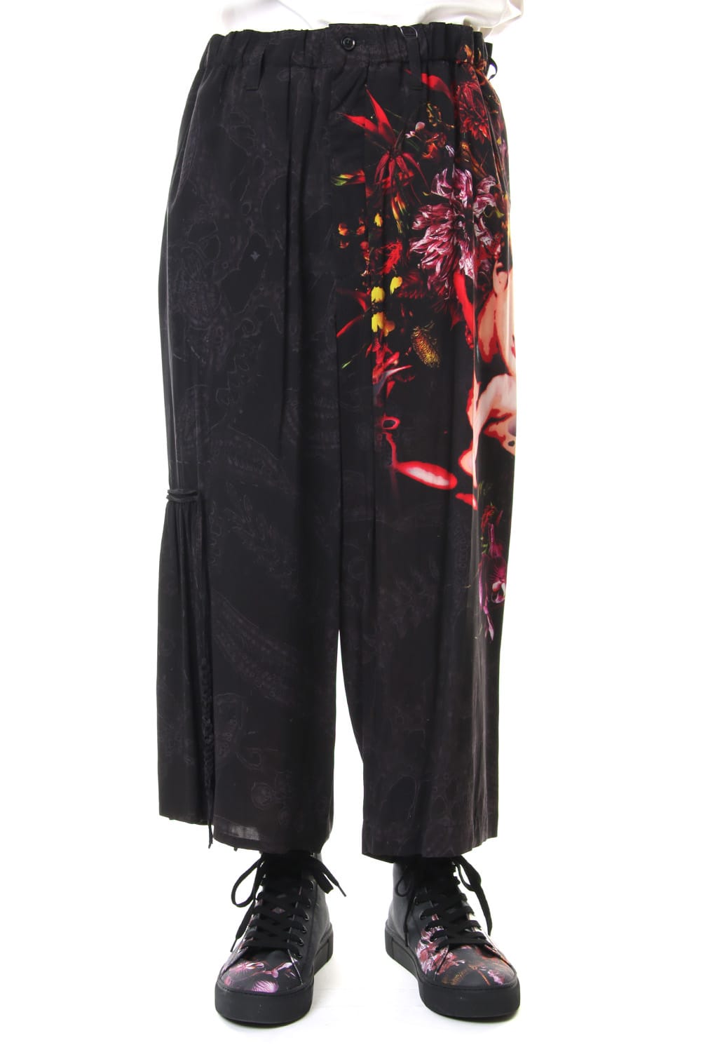 Gather Drawstring Pants Print A