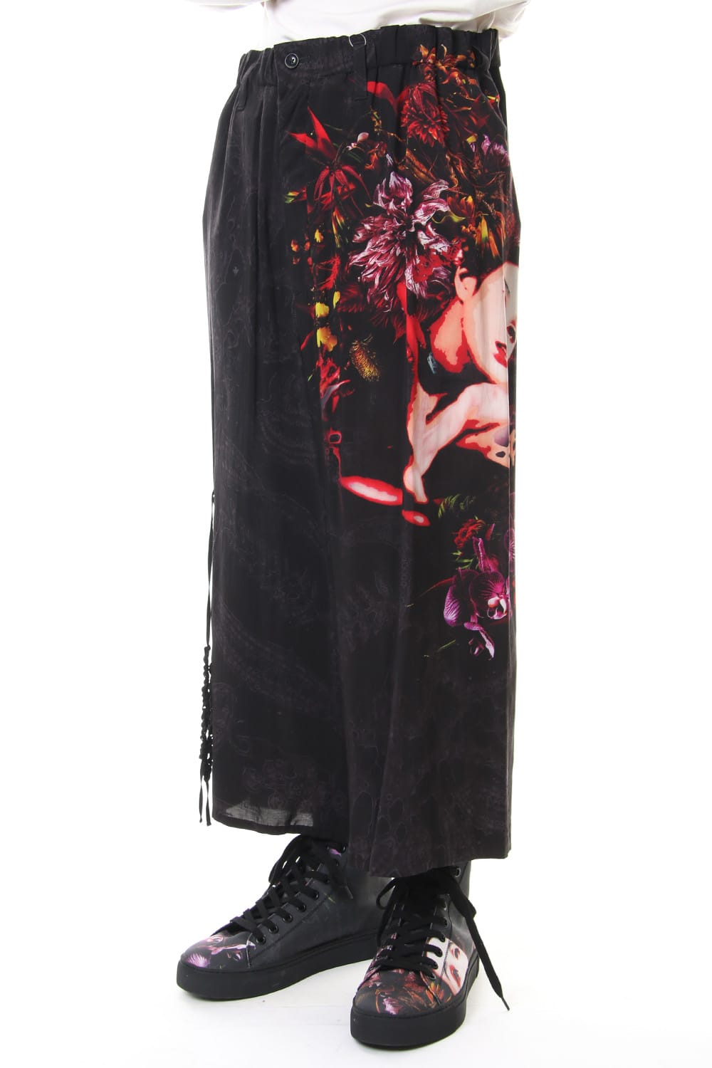 Gather Drawstring Pants Print A