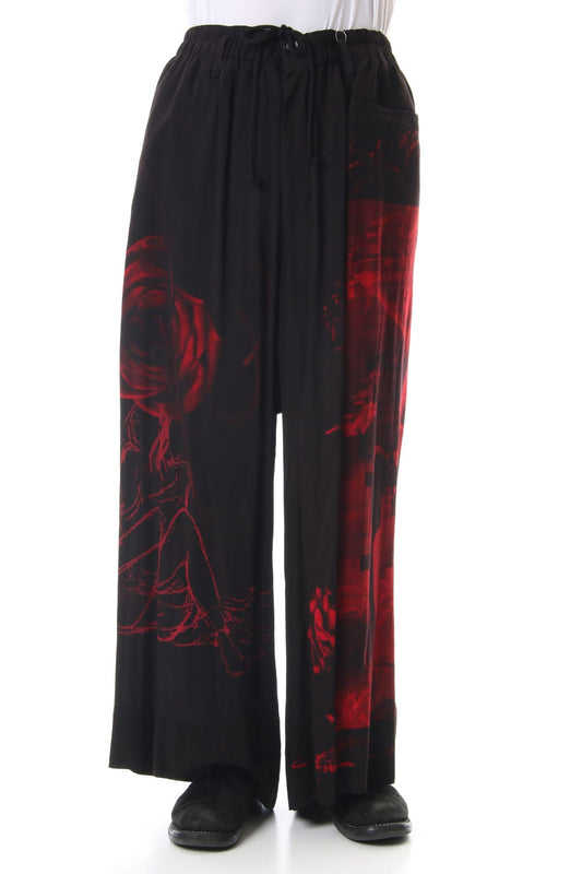 Asymmetry Red Print Pants