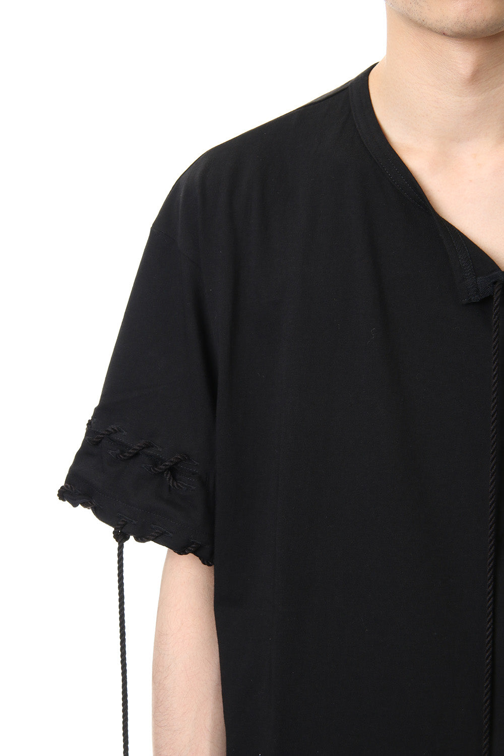 Lace Up Round Neck Short Sleeve T Shirt