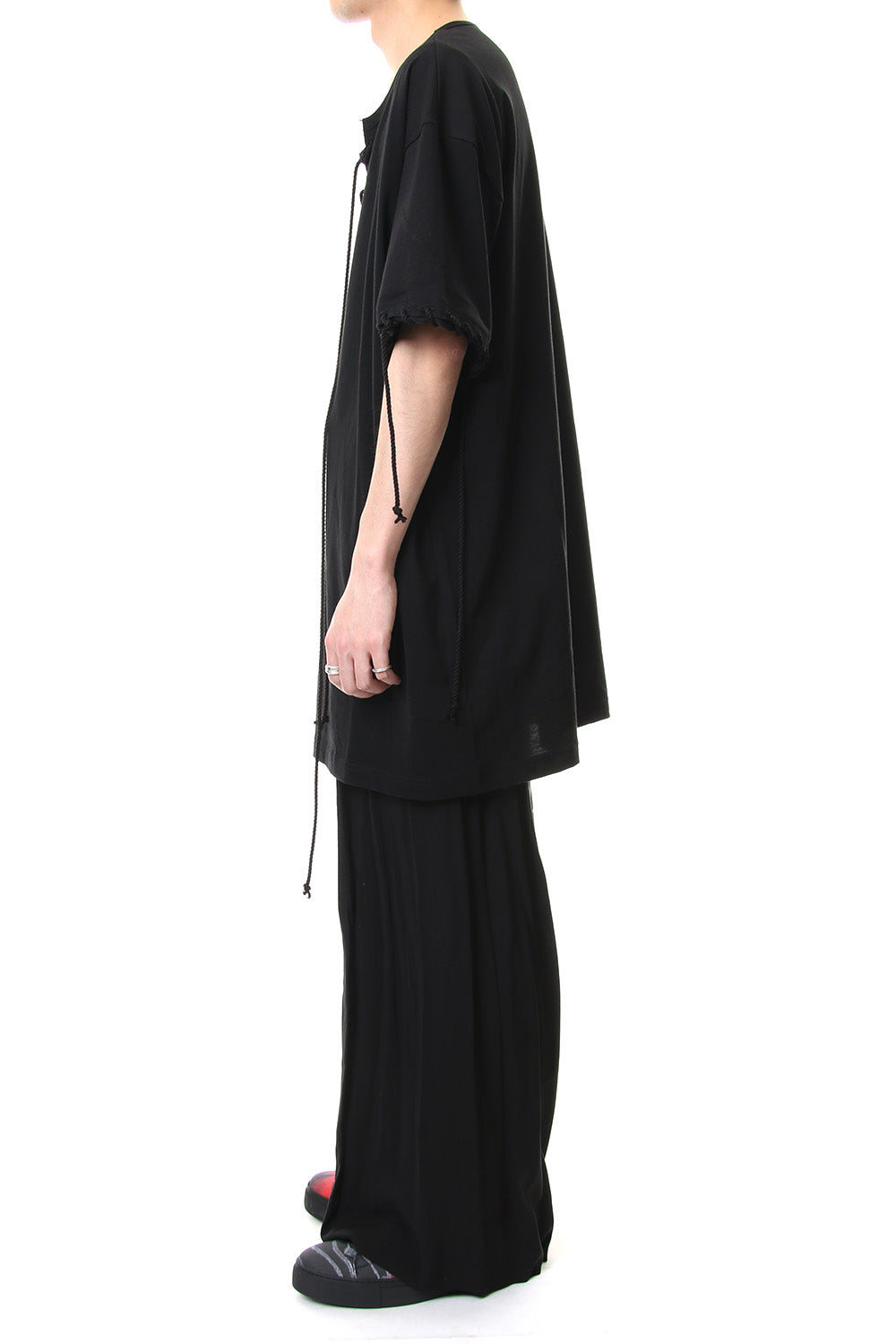 Lace Up Round Neck Short Sleeve T Shirt