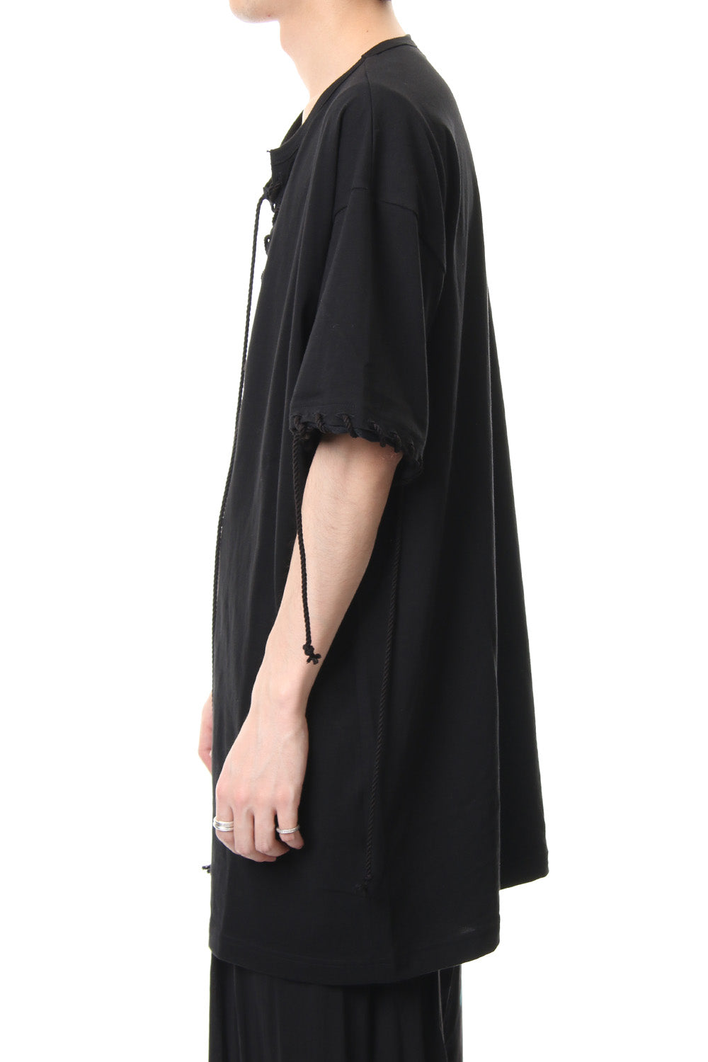 Lace Up Round Neck Short Sleeve T Shirt