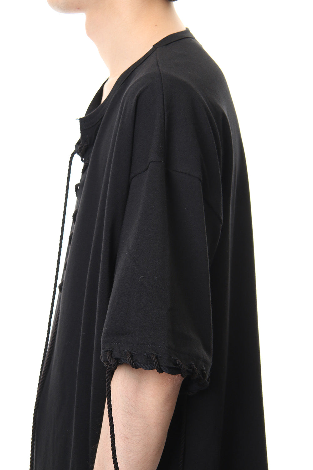 Lace Up Round Neck Short Sleeve T Shirt