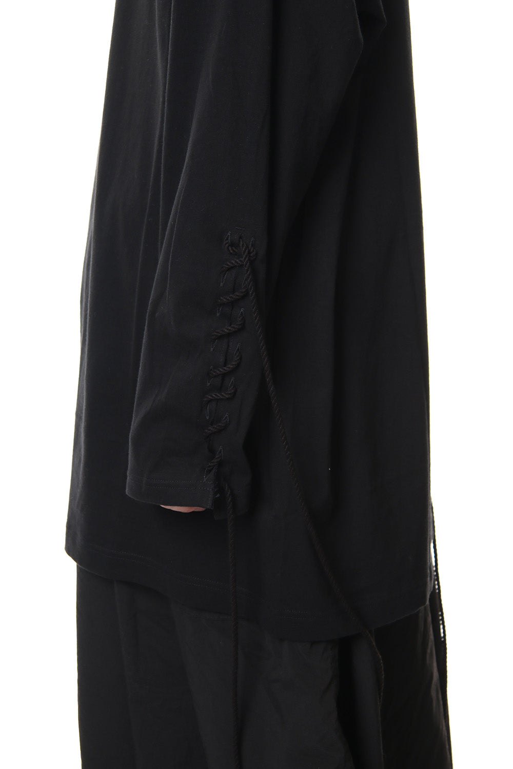 Lace Up Round Neck Long Sleeve T Shirt