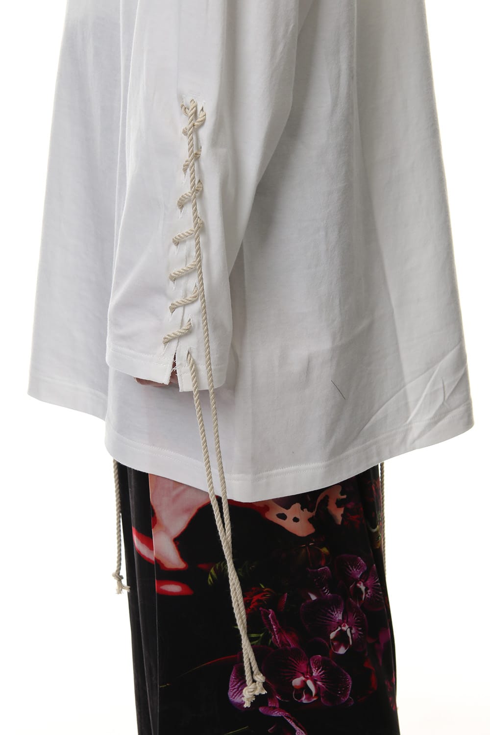 Lace Up Round Neck Long Sleeve T Shirt