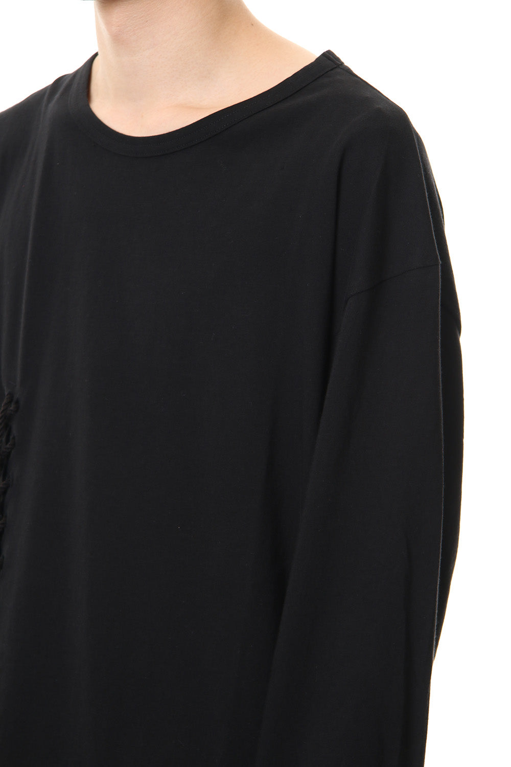 Lace Up Round Neck Long Sleeve T Shirt