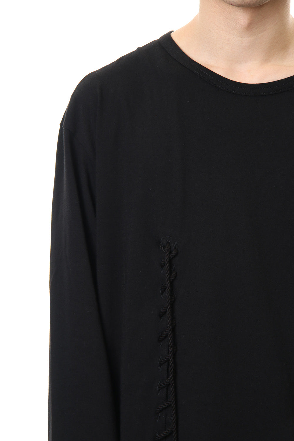 Lace Up Round Neck Long Sleeve T Shirt