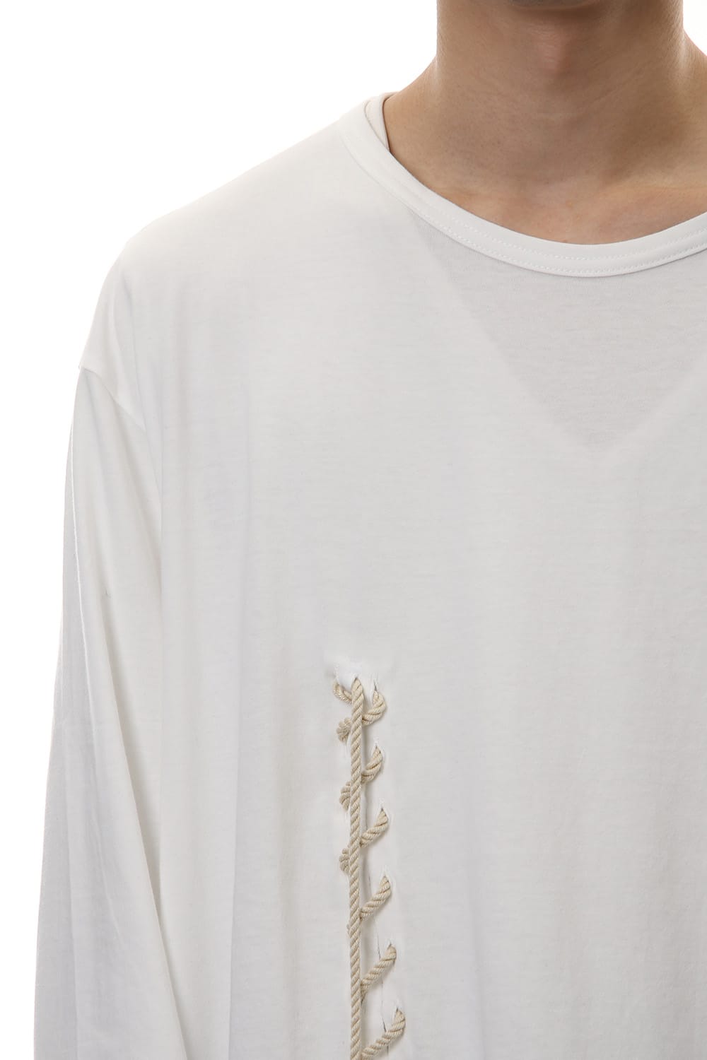 Lace Up Round Neck Long Sleeve T Shirt